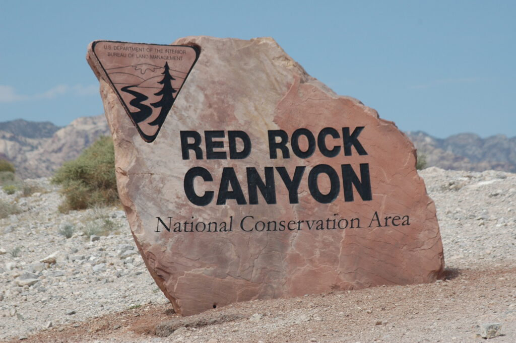 red rock canyon sign upclose